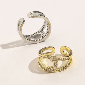 Designer Women Real Gold plaqué Ring Fashion Trend Letters Bague réglable élégante