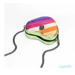 Bolso de diseñador para mujer que choca con coloridos paneles de arcoíris cadena bandolera búho cabeza de pájaro bolso de hombro