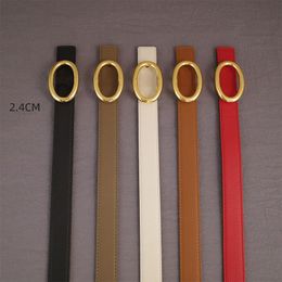 Ceinture de styliste classique en cuir véritable pour hommes, 2.4 cm de large, Double face, 5 couleurs