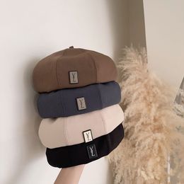 Boina de diseñador para mujer, sombrero elegante para dama, sombreros de otoño a la moda, gorros cálidos de invierno, 4 colores