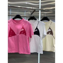 Designer Femme's Bikini Print Top en coton lettre imprimée t-shirt à manches courtes ajustée