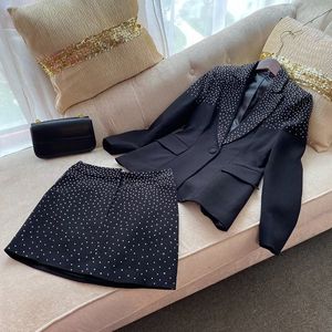 Veste de styliste pour femmes, costumes, vêtements pour femmes, strass, nouvelle jupe classique publiée, printemps automne