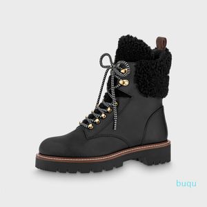 Ontwerper- Dameslaarzen Martin Wol Sneeuw Boot Winter Lederen Route Hakken Luxe Woestijn Dikke Hak Schoenen Maat 36-41