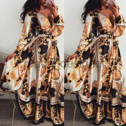 Designer Women's's Casual Robe Boho Wrap Summer Lond Robe Holiday MAXI LOBE SUNRRAL PRINT FLORAL V-COLLE LONG LONG LONGE ELEGANTE Robes Cocktail Party