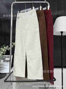 Designer dames CH Autumnwinter Nieuwe rechte losse hoge taille draperende dunne fluwelen vloer slambroek met fluweel breedbeen jeans 5p12