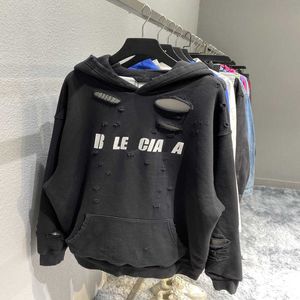 Vêtements pour femmes de créateurs 20% de réduction sur la chemise High Edition Family Art Broken Hole Hoodie Manteau d'automne