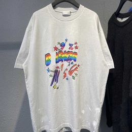 Designer dameskleding 20% ​​korting op shirt originele kwaliteit zomerfamilie kleurrijke print unisex losse ontspannen mouw t-shirt