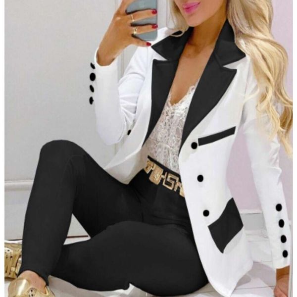 Vêtements pour femmes de créateurs Nouveau Casual Womens Set Pantalon Costumes Femmes Blazers Blancs Mode Business Femmes Costumes Blazer Dames Costume Bureau Femmes Costume Travail JacketLCV6