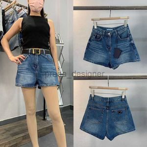 Designer Dames Cowboy Shorts Rechte Zomer Nieuwe Driehoek Label Denim Shorts Dames Hoge Taille Afslankende Veelzijdige Losse Wijde Pijpen Broek