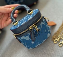 Designer - Sac à bandoulière pour femme Sac à bandoulière Denim avec poignée mini trousse de maquillage boîte 11 * 9 cm