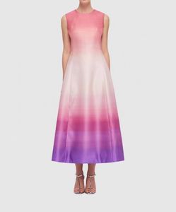 Designer damesjurk 24 zomer nieuwe roze gradiënt gekleurde mouwloze ronde nek mode tanktop rok
