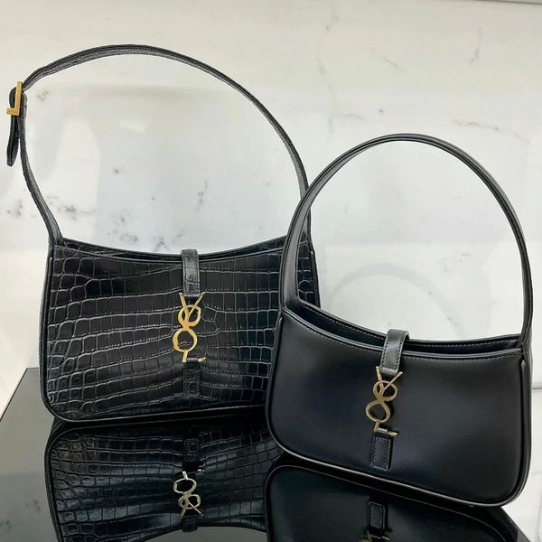 Bolso de hombro de diseñador bolso de lujo bolso hobo bolso de moda para mujer bolso de color sólido cuero de becerro negro bolso de sobre de moda de cuero de cocodrilo diagonal clásico