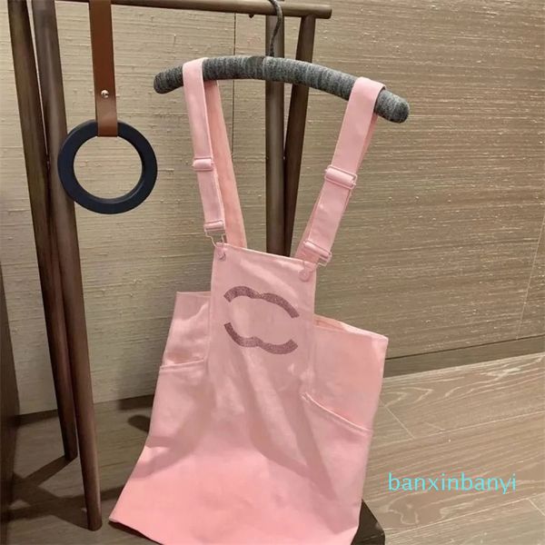 Diseñador Academia de moda para mujeres Mostigradores de viento Vestido Casual Danim Vestido Denim Letra de bordado de lujo Falda de color azul claro Pink Pink