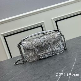 Sac à main en cuir pour femmes de créateur, sac à main brodé Loco, sac à bandoulière 2 tailles, imitation cristal, sac à bandoulière à rabat, sac de maquillage de luxe pour femmes, vente en gros