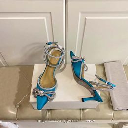 Sandales à talons hauts pour femmes de créateurs pointues boucle de cristal de tournesol embellissement mode estivale talon de 6,5 cm semelle en cuir chaussures pour femmes 35-42