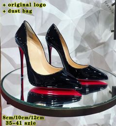 Diseñador Tacones altos de mujer Red Brillante Bottom Shoes 8cm 10 cm 12 cm Tacón delgado LEOPARDLA AMPLEZA NEGRO NEGRO BOOO Lacas de cuero Bolsa de polvo para mujeres Tacones altos 35-41