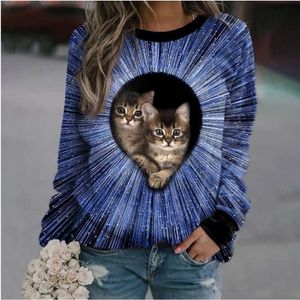 Sweat à capuche pour femmes de concepteur Printemps et automne 2024 Nouveau mince chat imprimé col rond décontracté pull à manches longues pull à manches longues pour hommes sweat-shirt sweat-shirt vêtementsSG44