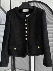 Designer Women's Jacket 2024 Herfst/winter Nieuwe stijl Franse dikke tweed kleine geurige korte ronde ronde nek lange mouwen jas top voor vrouwen