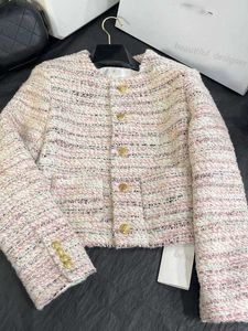 Designer damesjack klein geurige jas voor dames 2024 herfst en winter high-end grove tweed geweven ronde nek vest top