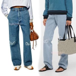 Designer Femme's Jeans Arrivals High Waist Street Patch Broidered Decoration Casual High Blue Blue Straight Denim Pants S-5XL 0406