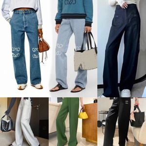 Jeans de créateurs pour femmes Arrivées Taille haute Rue évidé Patch Décoration brodée Casual Bleu Droit Denim Pantalon Marque Chaud Loewee Jeans P6zy #