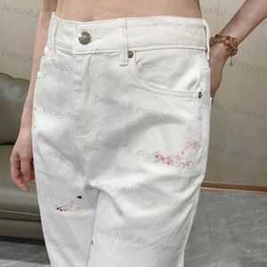 Designer Dames jeans hoogwaardige zomer in de brandende zomer geurige wit afslank- en ouder wordende denim broek voor vrouwen
