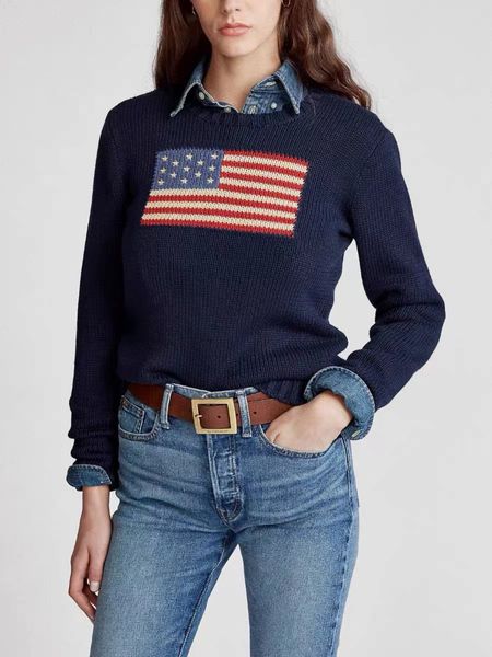 Suéter de punto para mujer de diseñador, suéter con bandera, suéter cómodo de moda de lujo de gama alta para invierno, 100% algodón, S-2XL, 2023