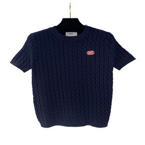 Pull tricoté pour femmes, T-shirt d'été à manches courtes avec lettres brodées pour hommes et femmes