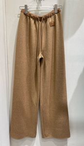 Pantalon ample paresseux de styliste pour femmes, Logo en métal, trois couleurs, décontracté, polyvalent, ceinture élastique, marron, gris, noir