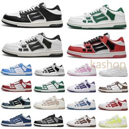 Designer Casual Chaussures Skel Top Low Chaussures Amirlies Baskets en cuir d'os Squelette Bleu Rouge Blanc Noir Vert Gris Hommes Femmes Chaussures d'entraînement en plein air