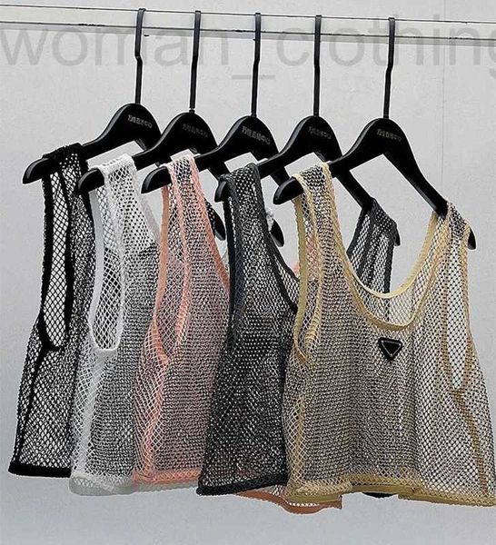 Designer Femmes Mesh Short Crop Tops T-shirts Strass Emboridered Vest Top Summer Girls Crystal Strass Robe d'été Débardeur Sexy Bikini Cover Up P9YH