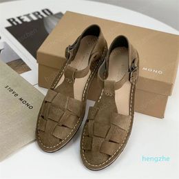 Designer damessandalen Mode Handgemaakte Romeinse schoenen Zwart Wit Bruin Grijs Legergroen Steve Mono Classic Retro