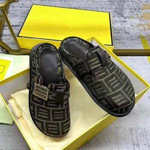 Designer vrouwen Sandalen Hoge Kwaliteit heren Slides Canvas jacquard Casual Slippers Platform Zomer Merk schoenen 35-45 met doos
