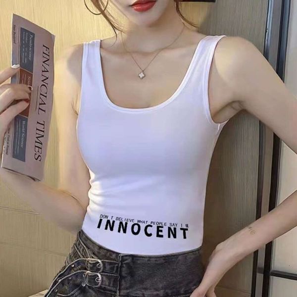 Diseñador El chaleco inferior de la camiseta de verano sexy de la camiseta de la moda de la moda para mujeres con tapa blanca de nicho con camisa inferior de la parte inferior Tops0qvk