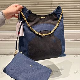 Designer Dames Schoudertas Klassieke Dubbele Kleur Denim Tas Strandtas Oversized Boodschappentas Tweedelige Tote Portemonnee Matelasse Ketting Onderarm Tassen Reistassen 30cm