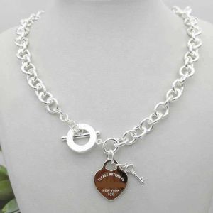 Designer vrouwen Sier TF Stijl Ketting S Sterling Sier Sleutel Hart Liefde Ei Merk Hanger Charme Nec H0918