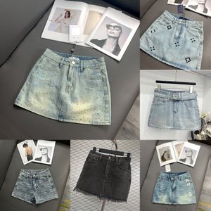 Jolipes pour femmes de créateur imprimé de logo brodé complet lavé short denim vintage mode mince jupes en jean féminine