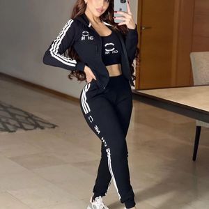 Designer dames sportkleding joggen damespak driedelige set, sexy licht luxe high-end veelzijdig modemerk