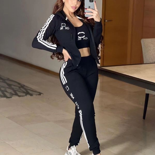 Designer Women's Sportswear Jogging Femme's Suit en trois pièces, Sexy Light Luxury haut de gamme de mode polyvalente marque