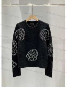 Designer dames trui Frans zwart geurige camellia pullover trui voor dames 2024 herfst/winter nieuwe losse en luie gebreide lange mouwen met lange mouwen