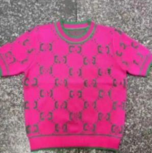 Designer dames trui roze gebreide tees g letter patroon casual printing g t -shirt pullover korte mouw sweatshirt