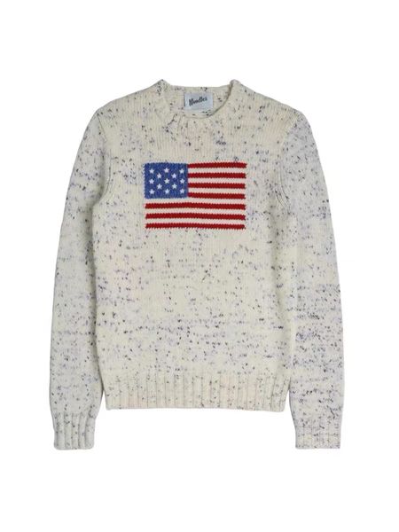 Pull de créateur pour femmes - Pull drapeau américain 2023 hiver haut de gamme luxe mode confortable pull 100% coton s-2XL