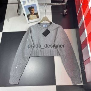 Chandails pour femmes de créateurs 24ss Début du printemps Nouveau Gaoding À la mode et polyvalent Industrie lourde Diamond Set Pull à col rond Pull court