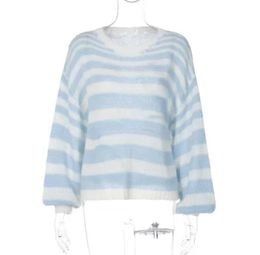 Pulls de créateurs pour femmes à manches longues Mohair Vintage Pull Femme Hiver 2023 Crewneck Laine Rainbow Stripe Knit Pull Design Vêtements L6