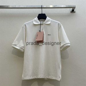 T-shirt Femme Designer 24ss Printemps / Été Nouveau Miui Casual et à la mode Simple Contraste Lettre Logo Polo Col T-shirt à manches courtes pour les femmes