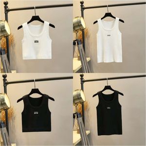 Designer Dames Tanktop Camis Tanktop Lowe Kleding Gebreid Borduren Gebreid Vest Mouwloos Ademend Cropped Tops 100% Katoen