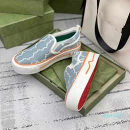 designer Dames tennis slip-on sneakers Beige ebbenhout canvas schoenen rubberen zool Lage hak designer luxe schoenen
