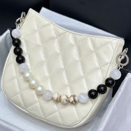 Diseñador Bolsa de bolso para mujeres Fashion Fashion Luxury Cuero Crossbody Handbody Hippie Backarm Bag Pearl Chain Bag Patrón de diamante Bolsa de viaje