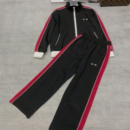 Survêtements pour femmes de créateurs teintés alphabet sangle simple athlétique décontracté bosse couleur patchwork veste pantalon droit 2 pièces ensemble