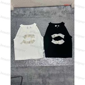 Designer dames t -shirt 24SS nieuwe kanten dubbele nek tank top